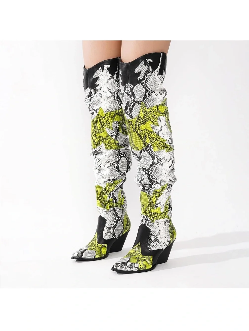 Cape Robbin Snake Print Reptile Leg Sleeve in Yellow and Black
